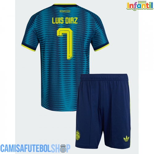Camisa de time de futebol Colômbia Luis Diaz #7 Replicas 2º Equipamento Infantil Mundo 2026 Manga Curta (+ Calças curtas)